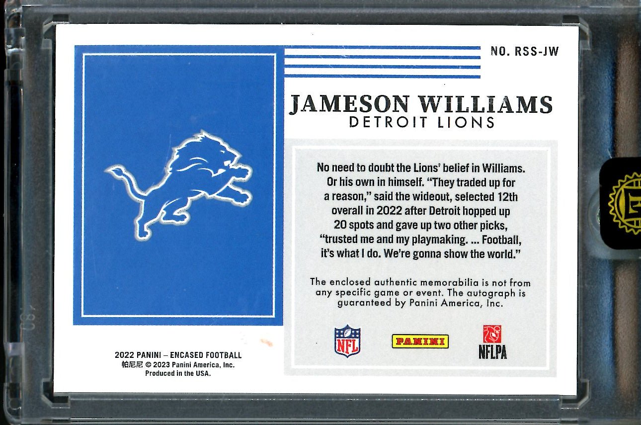 2022 Panini Encased Jameson Williams Rookie RPA /50 Lions - Trading Card Market
