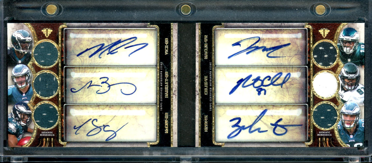 2013 Topps Triple Threads Michael Vick/Matt Barkley/LeSean McCoy/Jeremy Maclin/Brent Celek/Zach Ertz Auto Relic Double Combos Booklet /27 Eagles