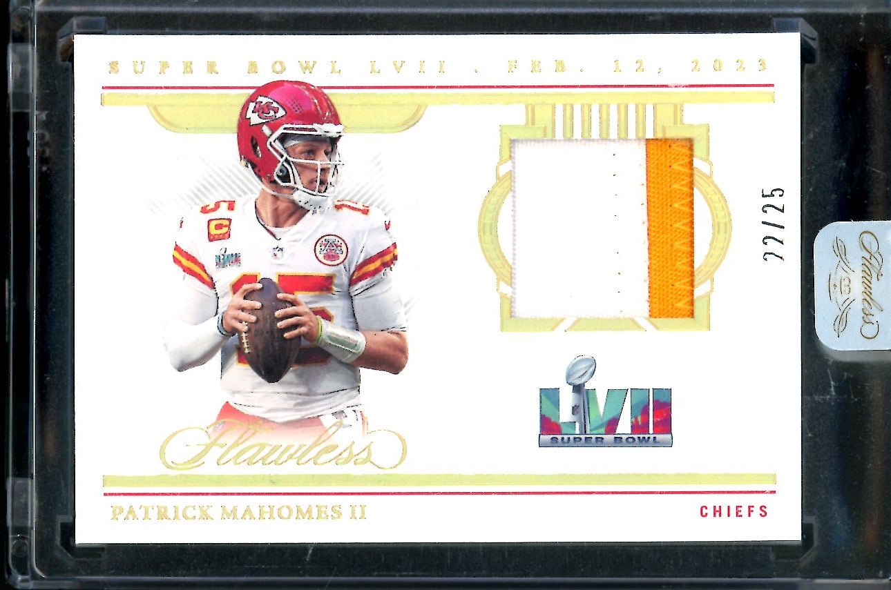 2022 Panini Flawless Patrick Mahomes Super Bowl LVII Patch /25 Chiefs