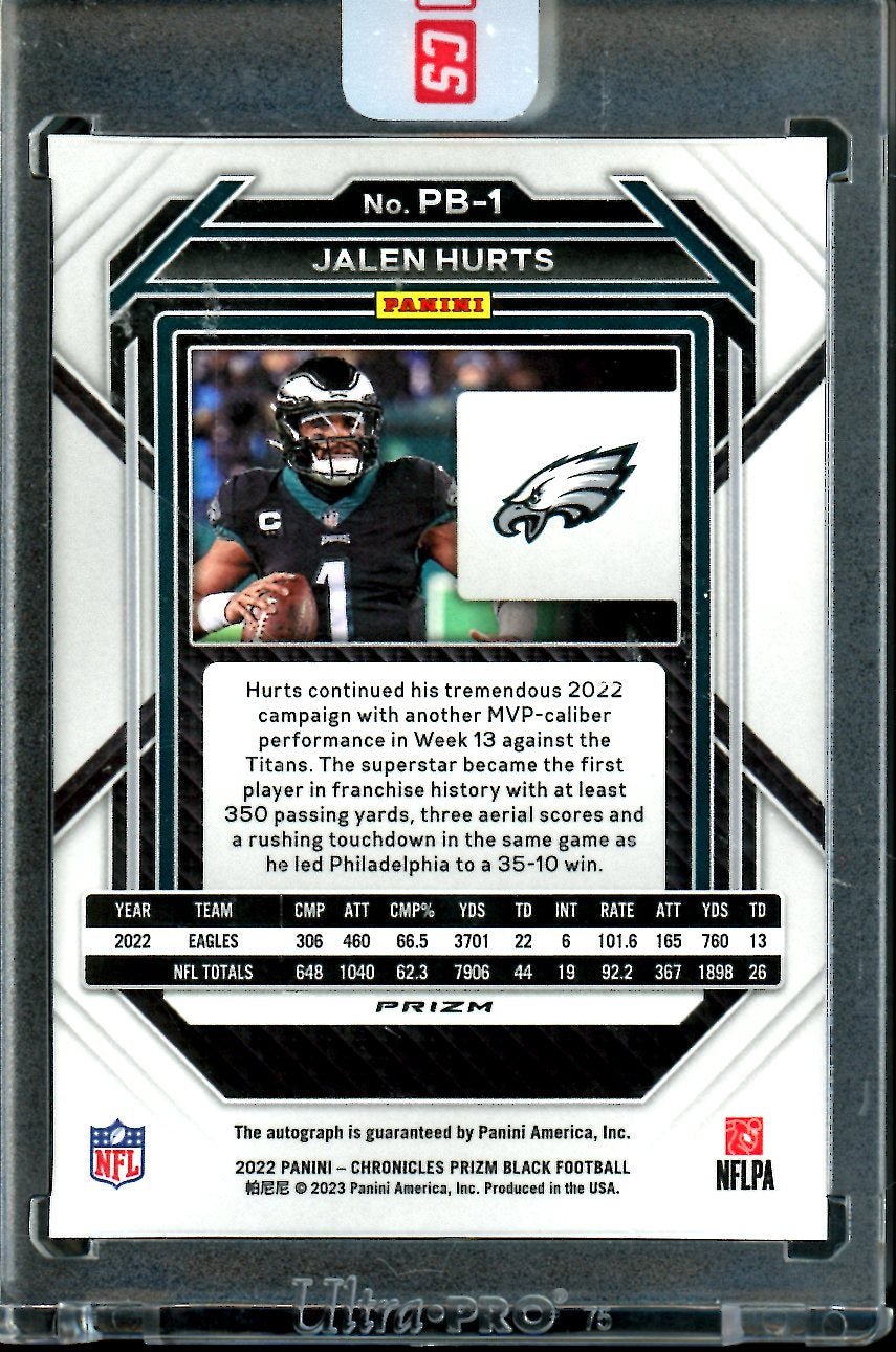 2022 Panini Chronicles Prizm Black Jalen Hurts Auto Eagles - Trading Card Market