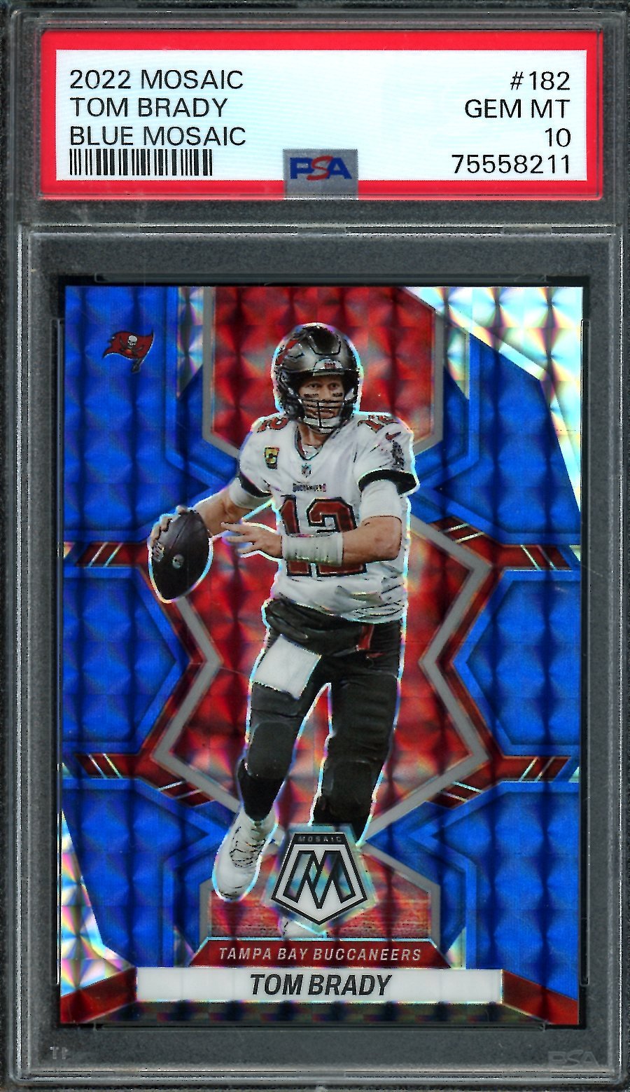2022 Panini Mosaic Tom Brady Blue Mosaic /99 PSA 10 Buccaneers