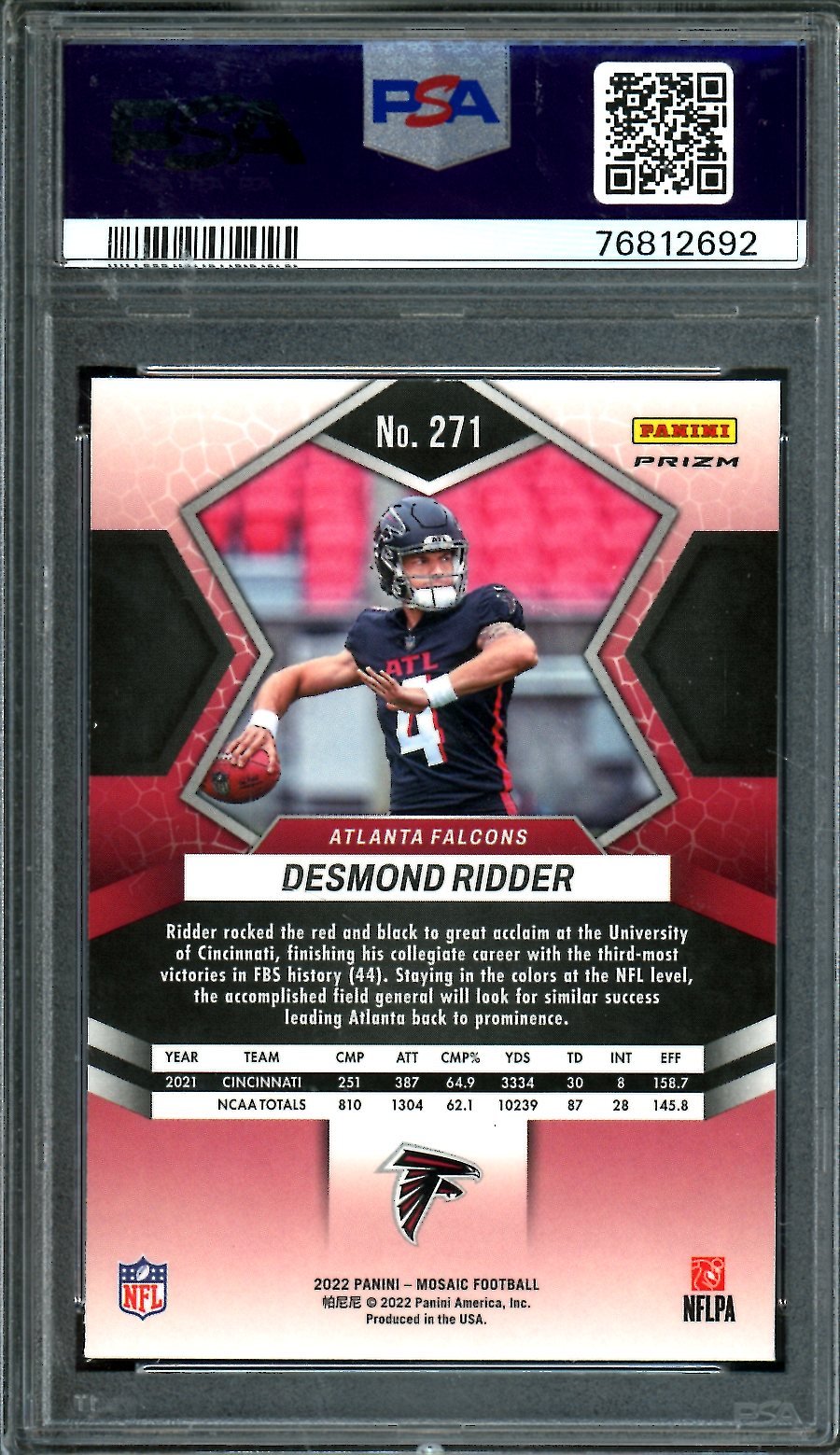 2022 Panini Mosaic Desmond Ridder Rookie Mosaic PSA 10 Falcons - Trading Card Market