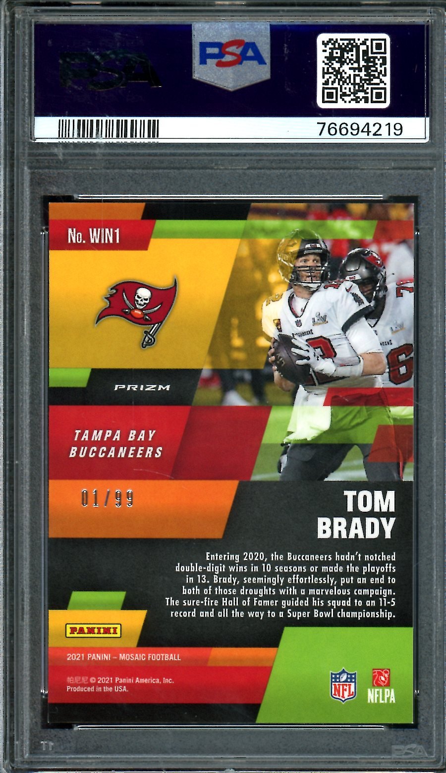 2021 Panini Mosaic Tom Brady In It To Win It Blue Mosaic /99 PSA 9 Buccaneers - Trading Card Market