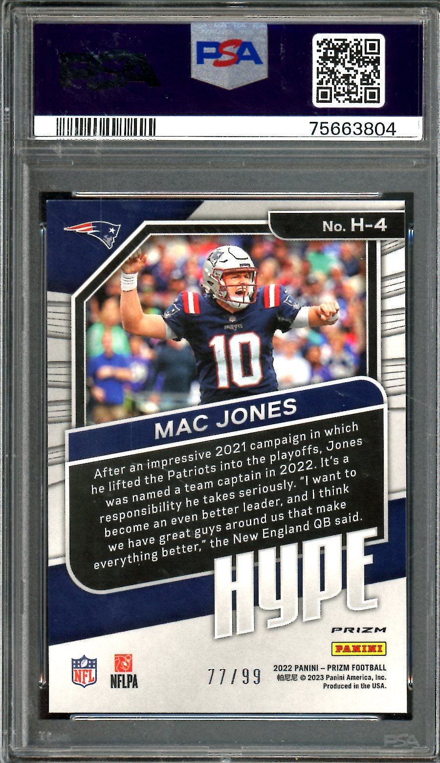 2022 Panini Prizm Mac Jones Hype Blue Ice /99 PSA 9 Patriots - Trading Card Market