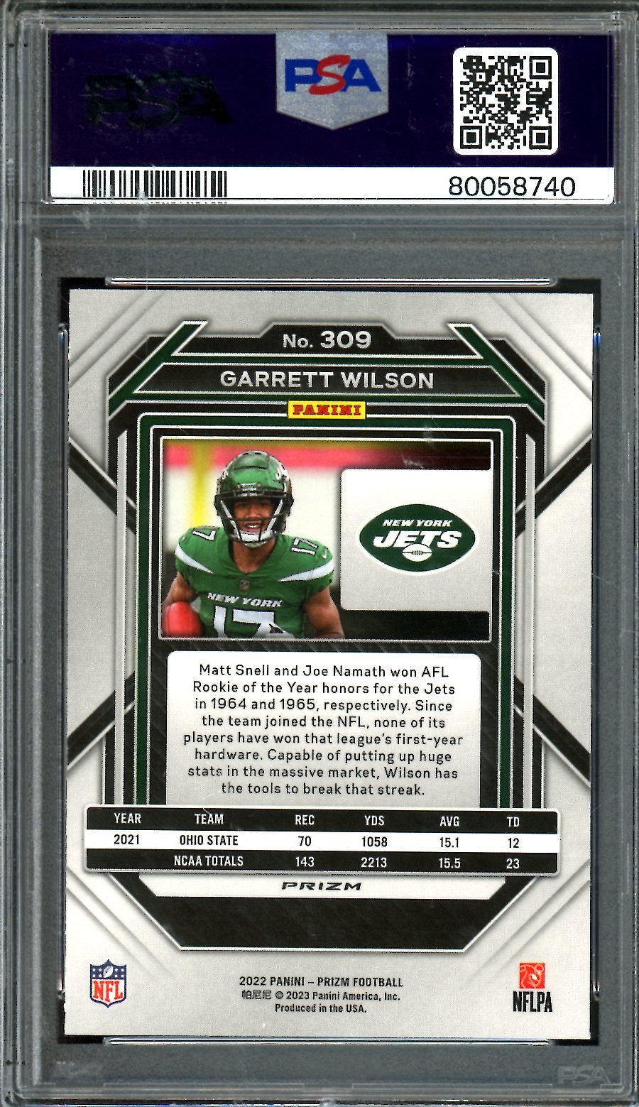 2022 Panini Prizm Garrett Wilson Rookie Red Prizm PSA 9 Jets - Trading Card Market