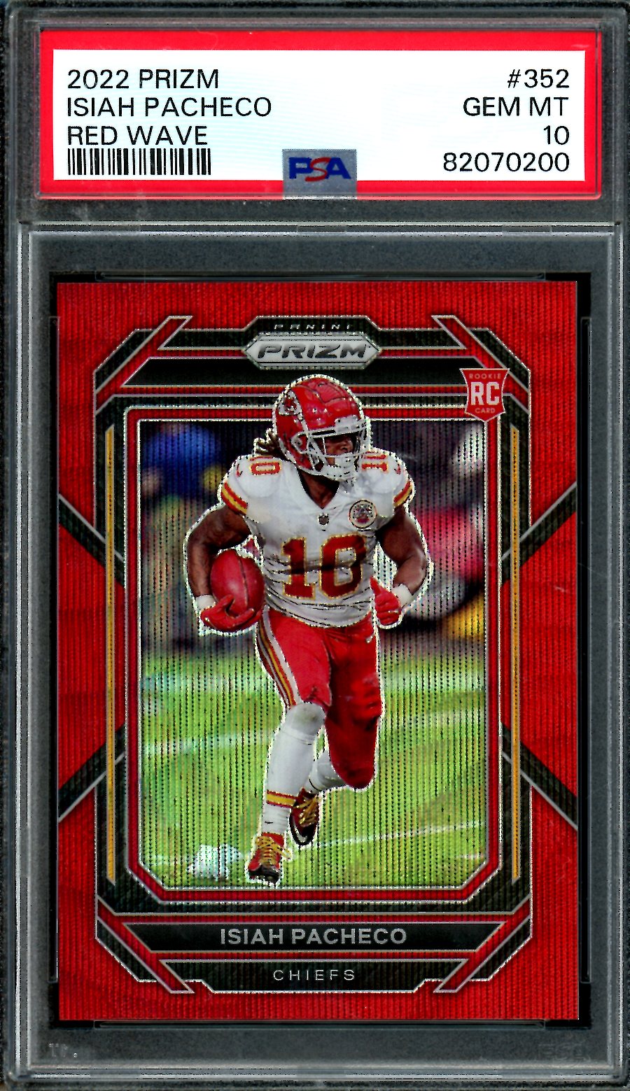 2022 Panini Prizm Isiah Pacheco Rookie Red Wave /149 PSA 10 Chiefs