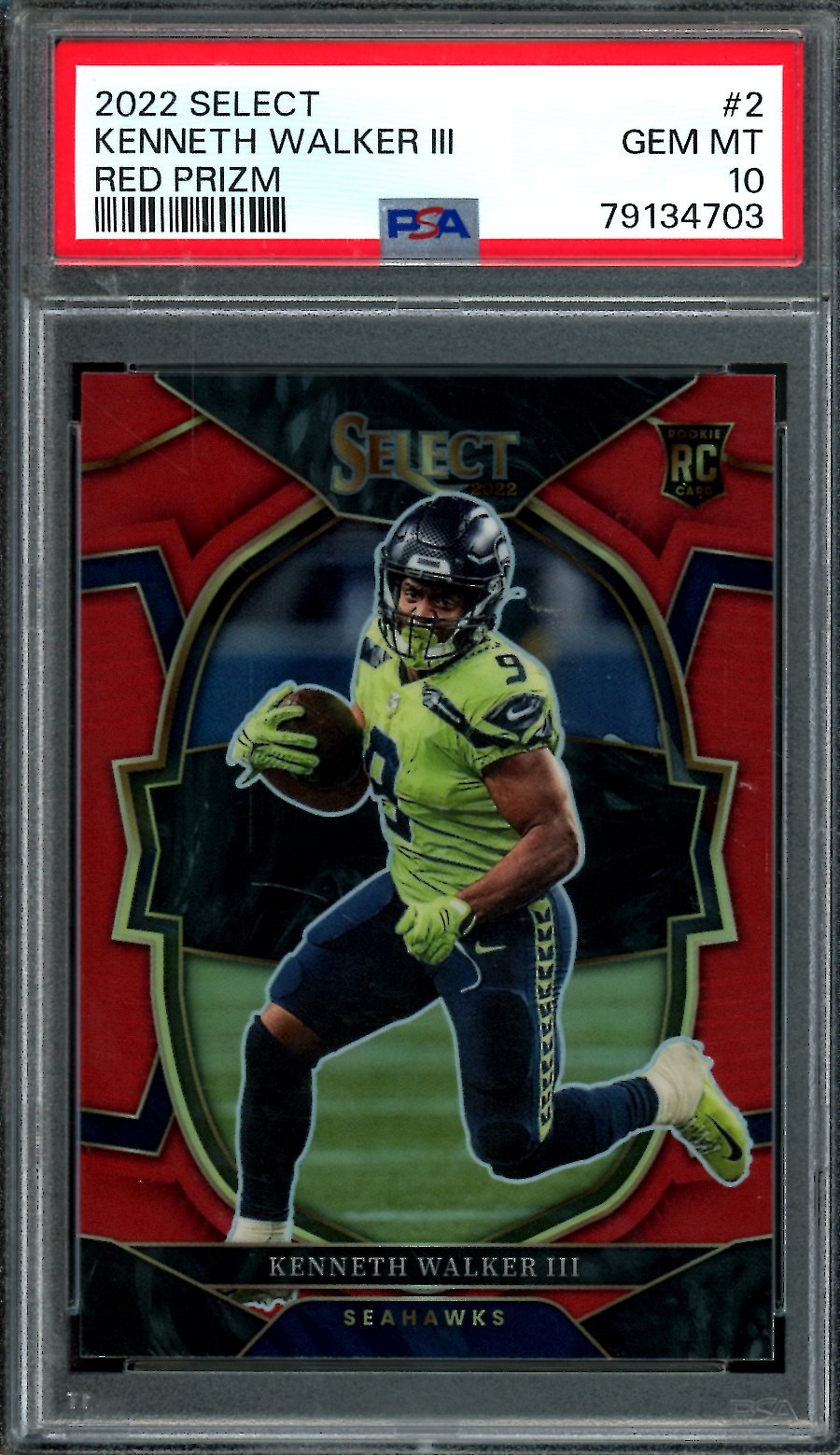 2022 Panini Select Kenneth Walker III Rookie Red Prizm /99 PSA 10 Seahawks