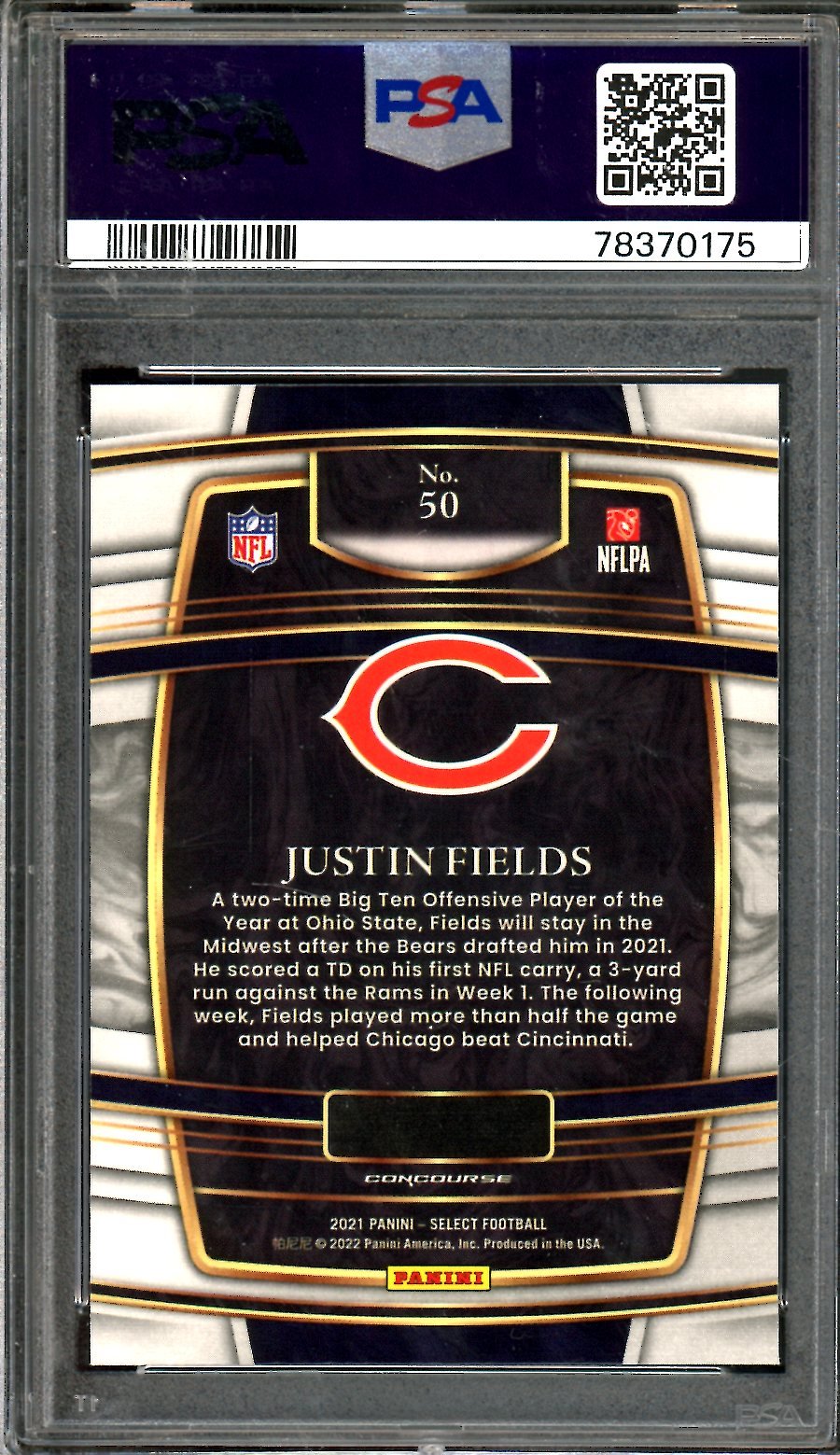 2021 Panini Select Justin Fields Rookie PSA 10 Bears - Trading Card Market
