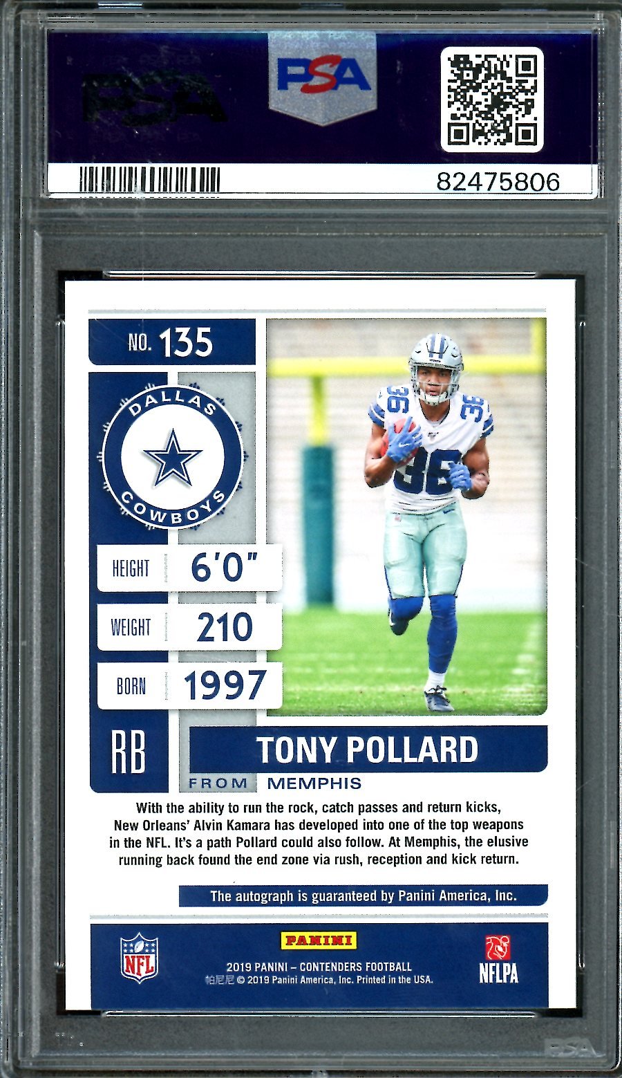 2019 Panini Contenders Tony Pollard Rookie Team Logo Autograph PSA 10 Cowboys - Trading Card Market