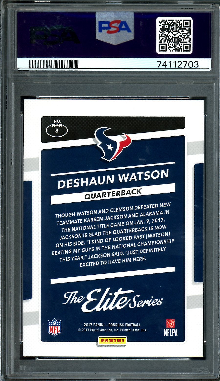 2017 Panini Donruss Deshaun Watson The Elite Series Rookies PSA 10 Browns - Trading Card Market