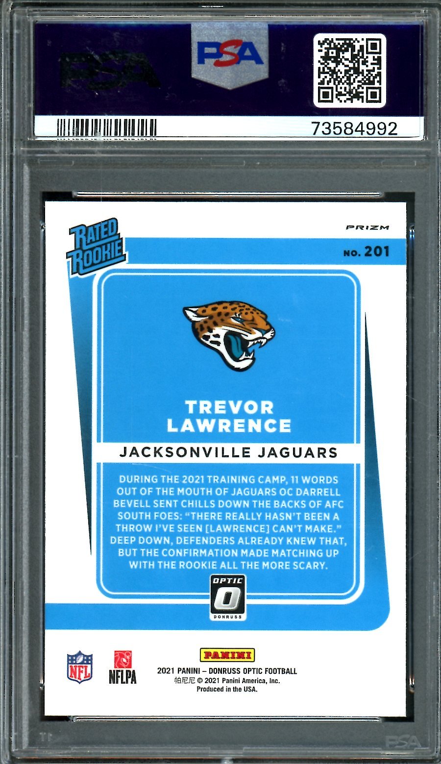 2021 Panini Optic Trevor Lawrence Rookie Purple Shock PSA 9 Jaguars - Trading Card Market