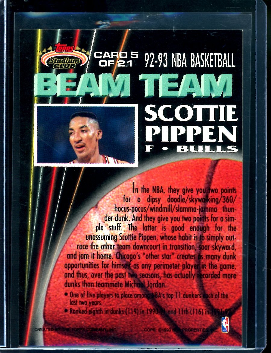 1992/93 Topps Stadium Club Scottie Pippen Beam Team Bulls - Trading Card Market