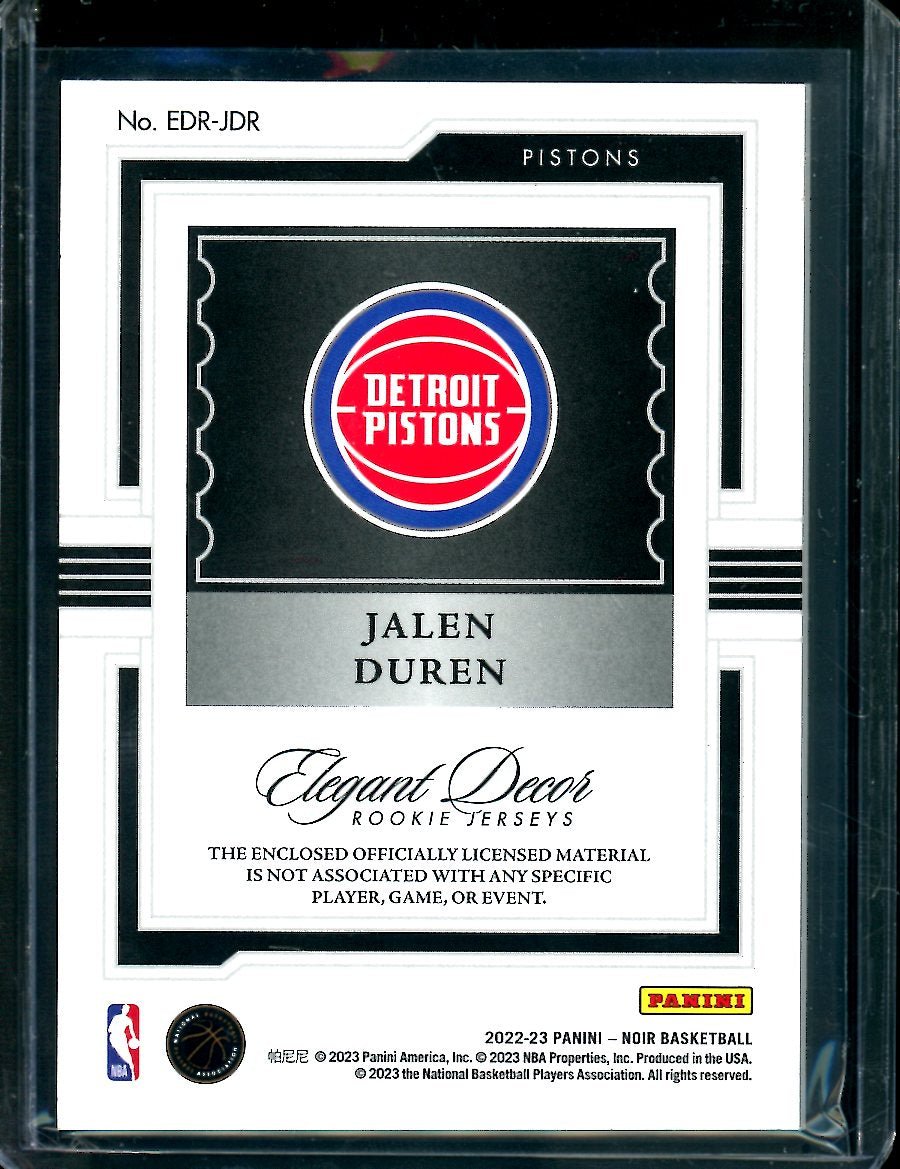 2022/23 Panini Noir Jalen Durren Rookie Elegant Décor Patch /99 Pistons