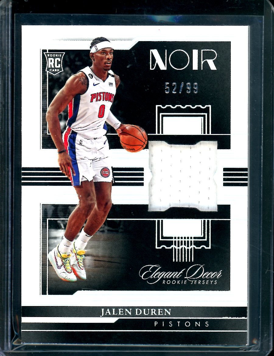 2022/23 Panini Noir Jalen Durren Rookie Elegant Décor Patch /99 Pistons