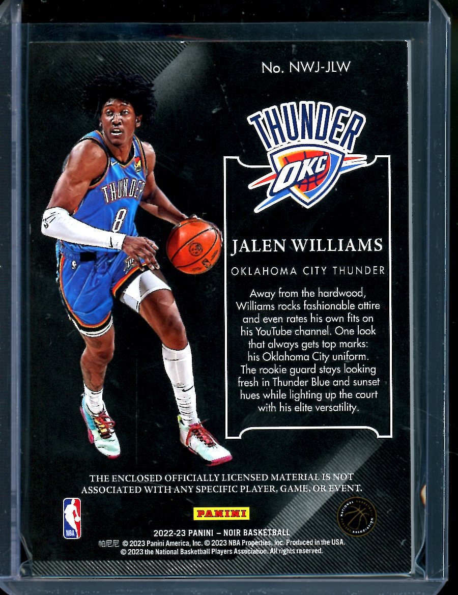 2022/23 Panini Noir Jalen Williams Rookie New Wave Jerseys patch /99 Thunder - Trading Card Market