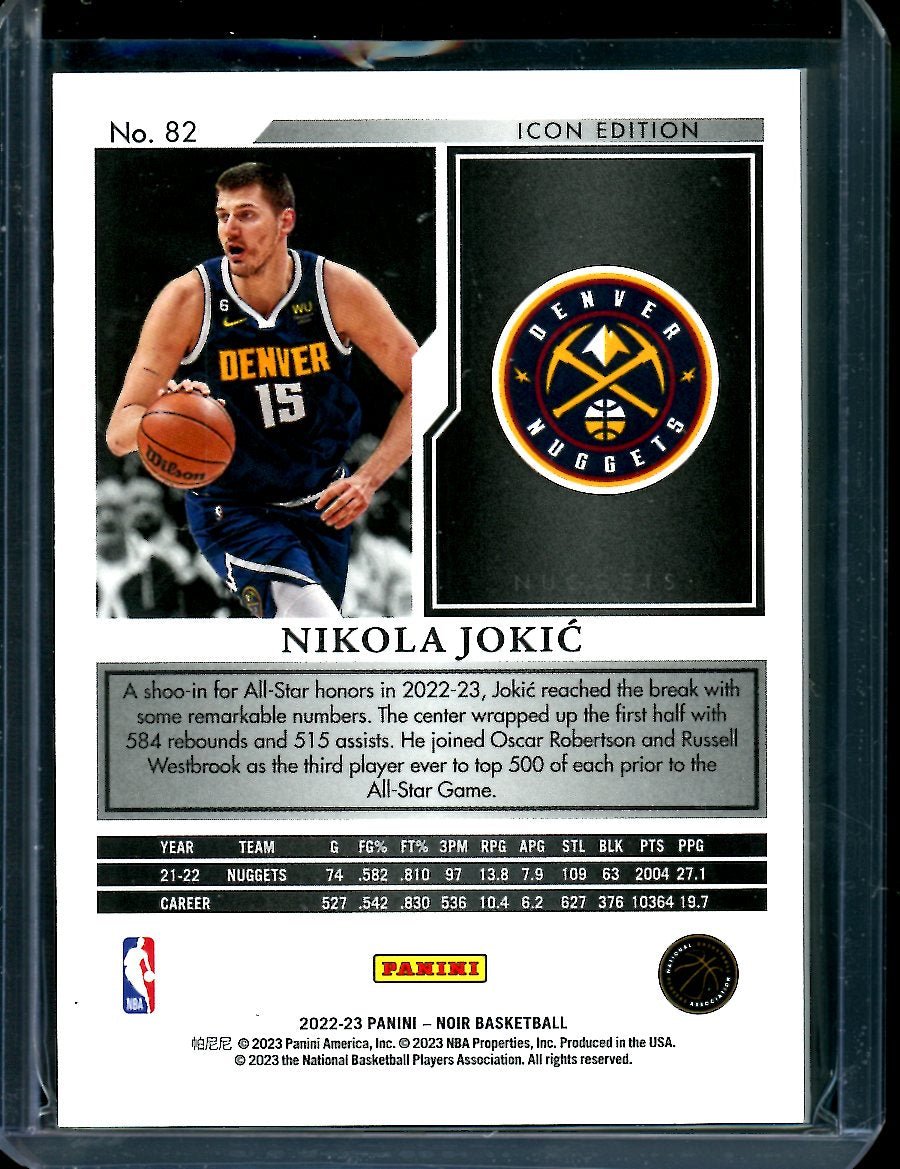 2022/23 Panini Noir Nikola Jokic Icon Edition /99 Nuggets - Trading Card Market