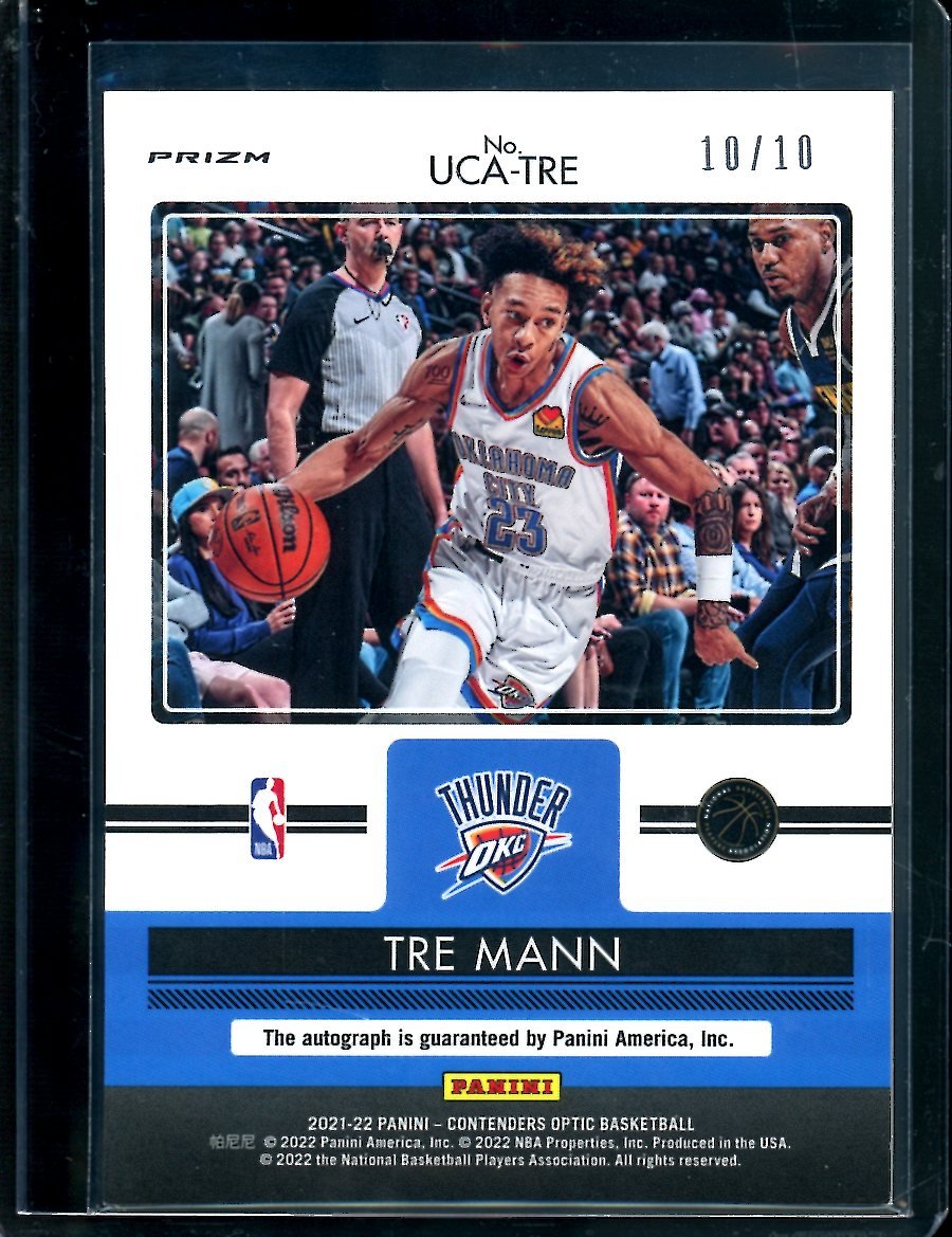 2021/22 Panini Contenders Optic Tre Mann Rookie Up and Coming Gold Autograph /10 Thunder - Trading Card Market