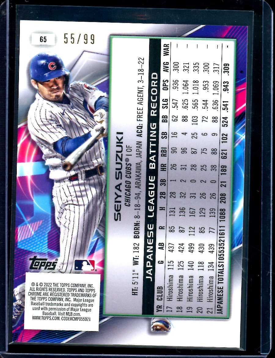 2022 Topps Cosmic Chrome Seiya Suzuki Rookie Blue /99 Cubs - Trading Card Market
