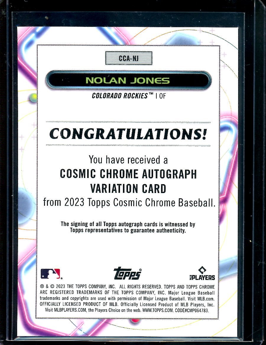 2023 Topps Cosmic Chrome Nolan Jones Rookie Autograph Rockies