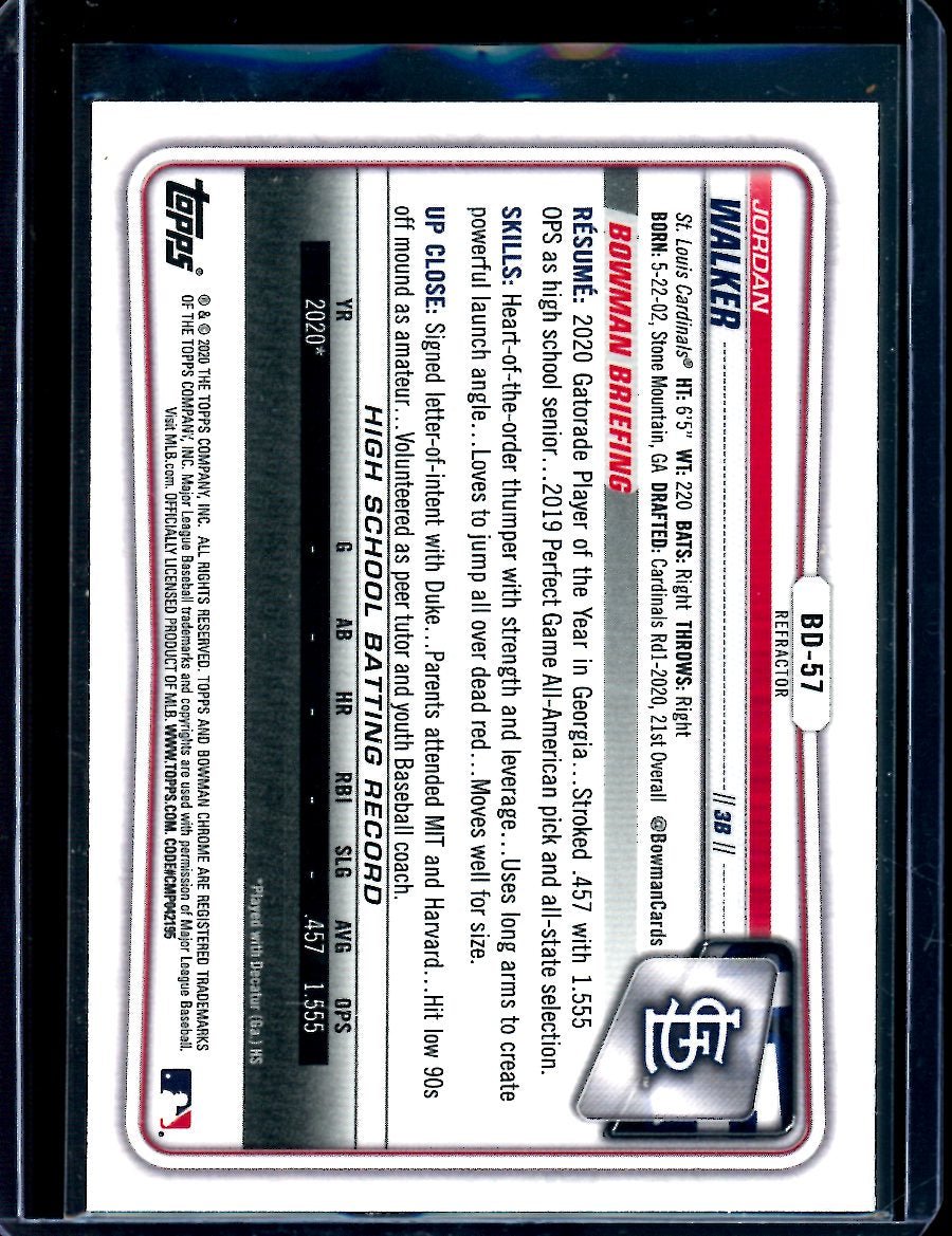 2020 Bowman Chrome Jordan Walker 1st Bowman Chrome Refractor Cardinals - Trading Card Market