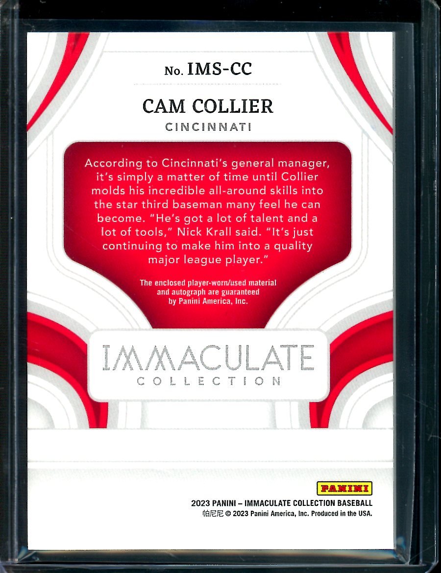 2023 Panini Immaculate Cam Collier Prospect Patch Autograph /25 Reds - Trading Card Market