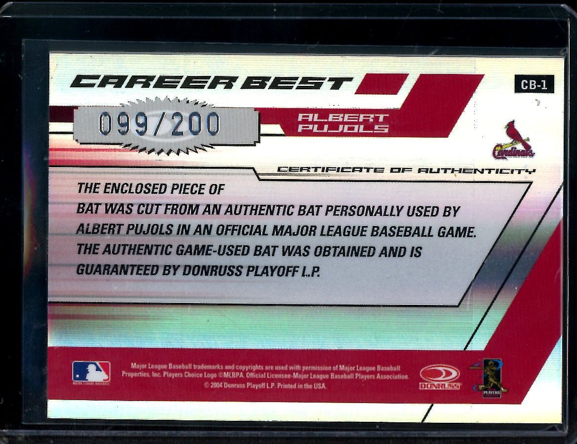 2004 Donruss Elite Albert Pujols Bat Relic /200 Cardinals - Trading Card Market