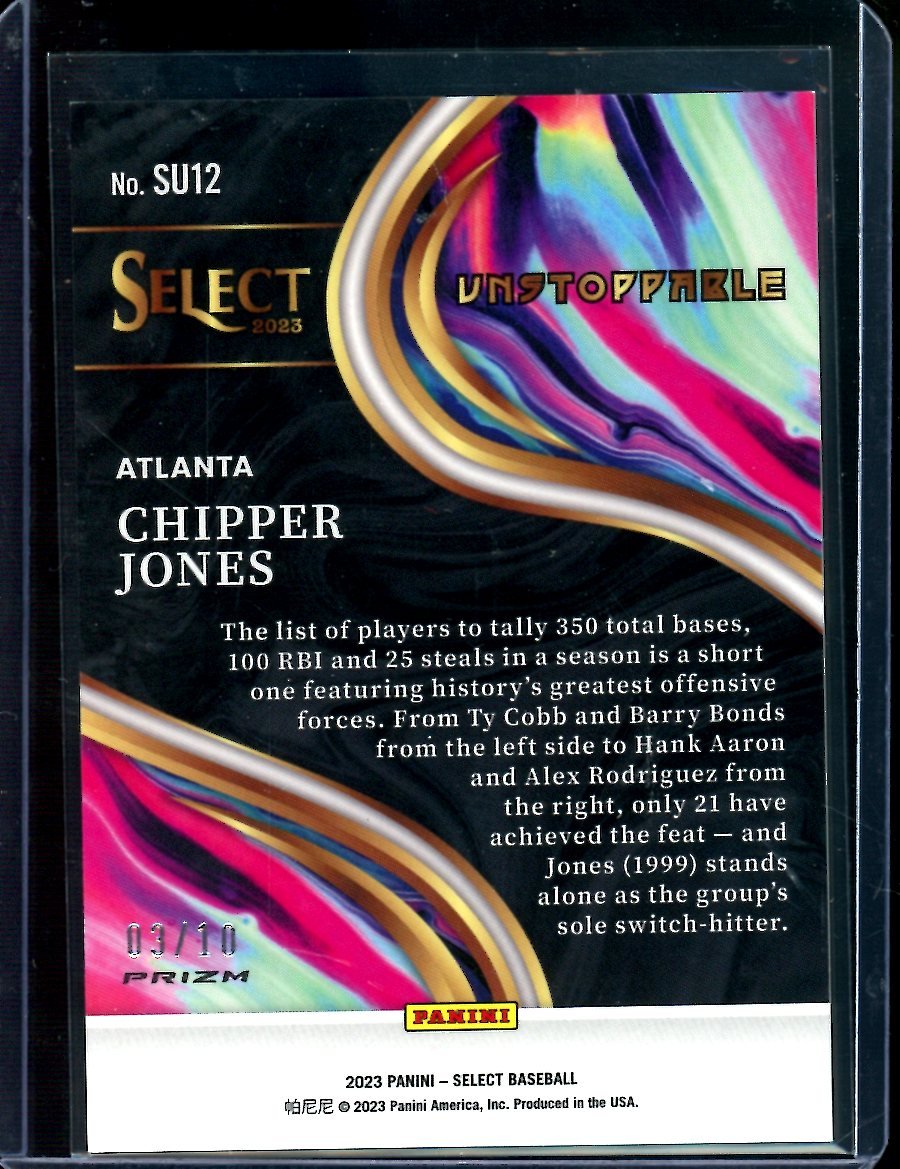 2023 Panini Select Chipper Jones Unstoppable Gold /10 Braves - Trading Card Market