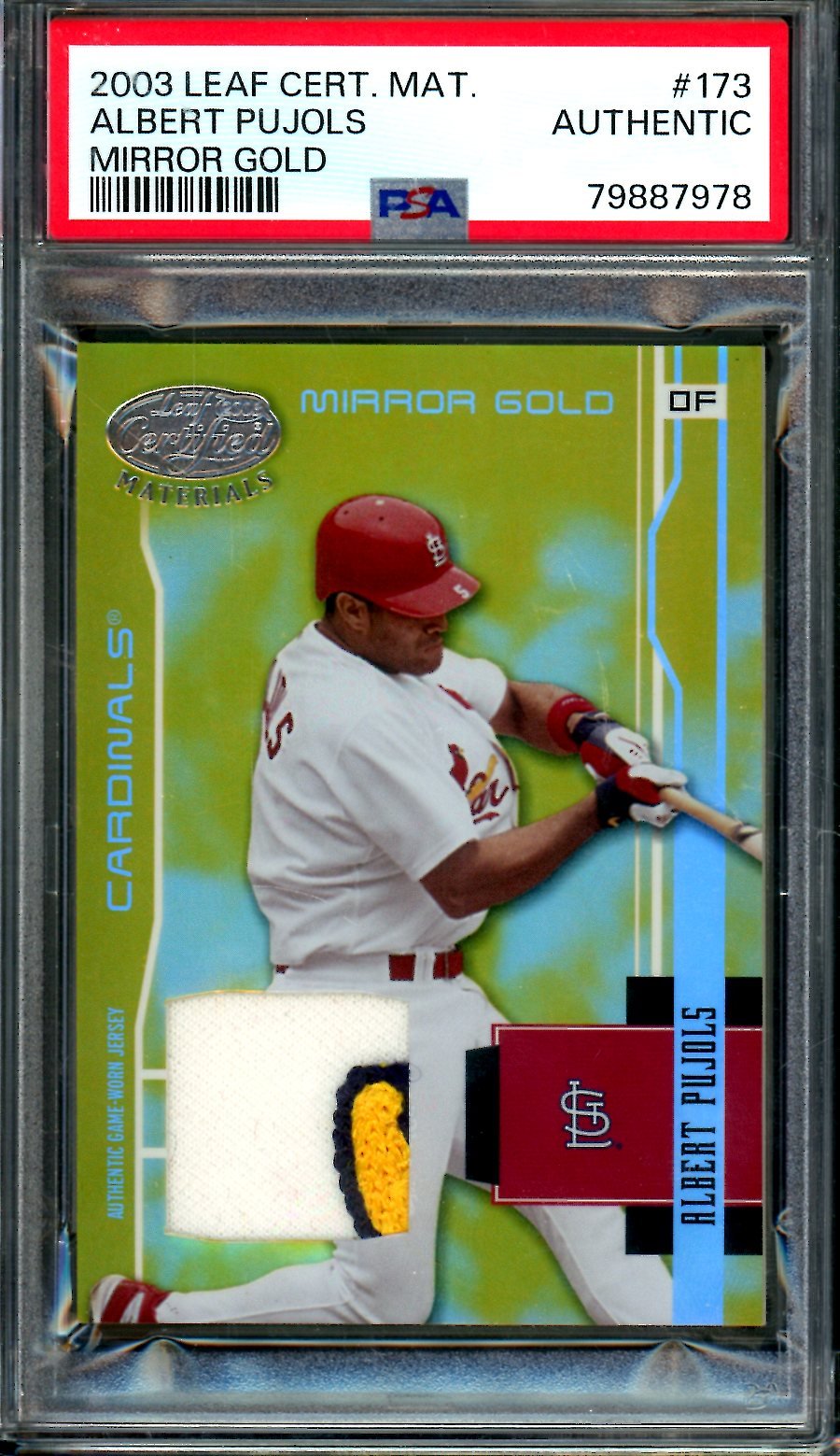 2003 Leaf Certified Materials Albert Pujols Mirror Gold Patch /25 Authentic Cardinals - Trading Card Market