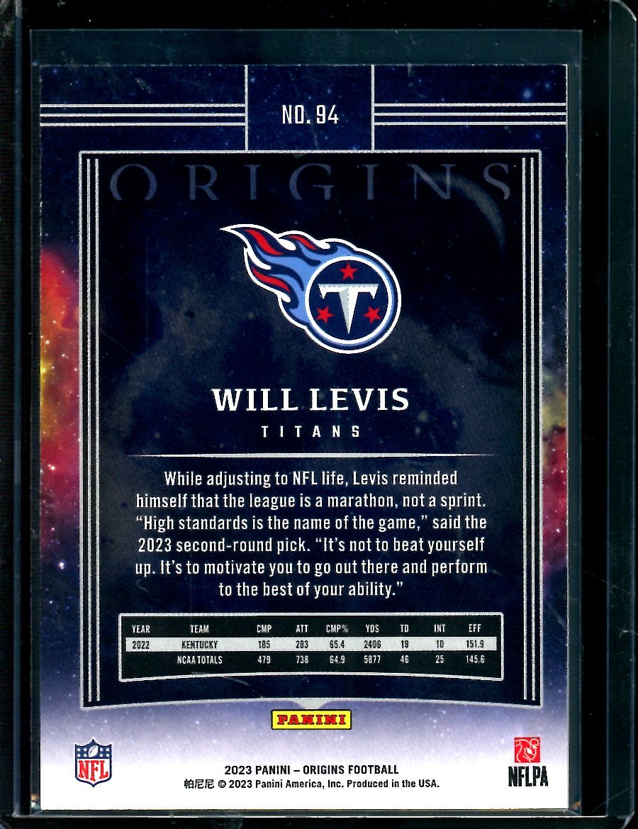 2023 Panini Origins Will Levis Rookie Orange /125 Titans - Trading Card Market