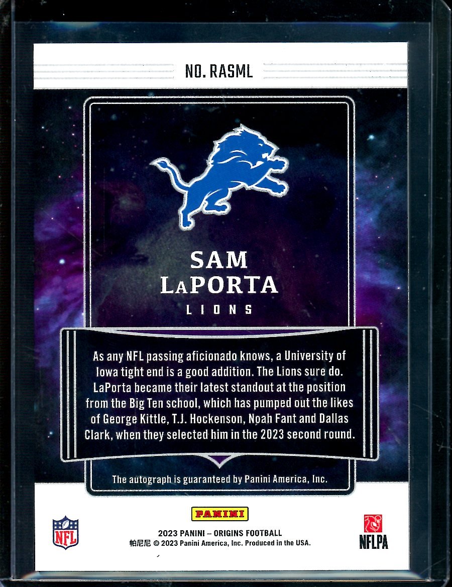 2023 Panini Origins Sam LaPorta Rookie Autograph /99 Lions - Trading Card Market