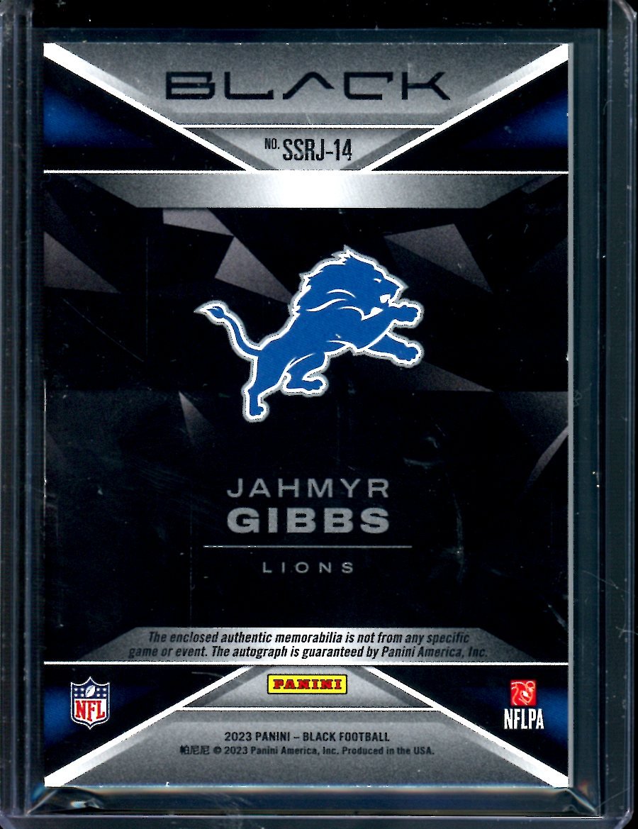 2023 Panini Black Jahmyr Gibbs Rookie RPA /50 Lions
