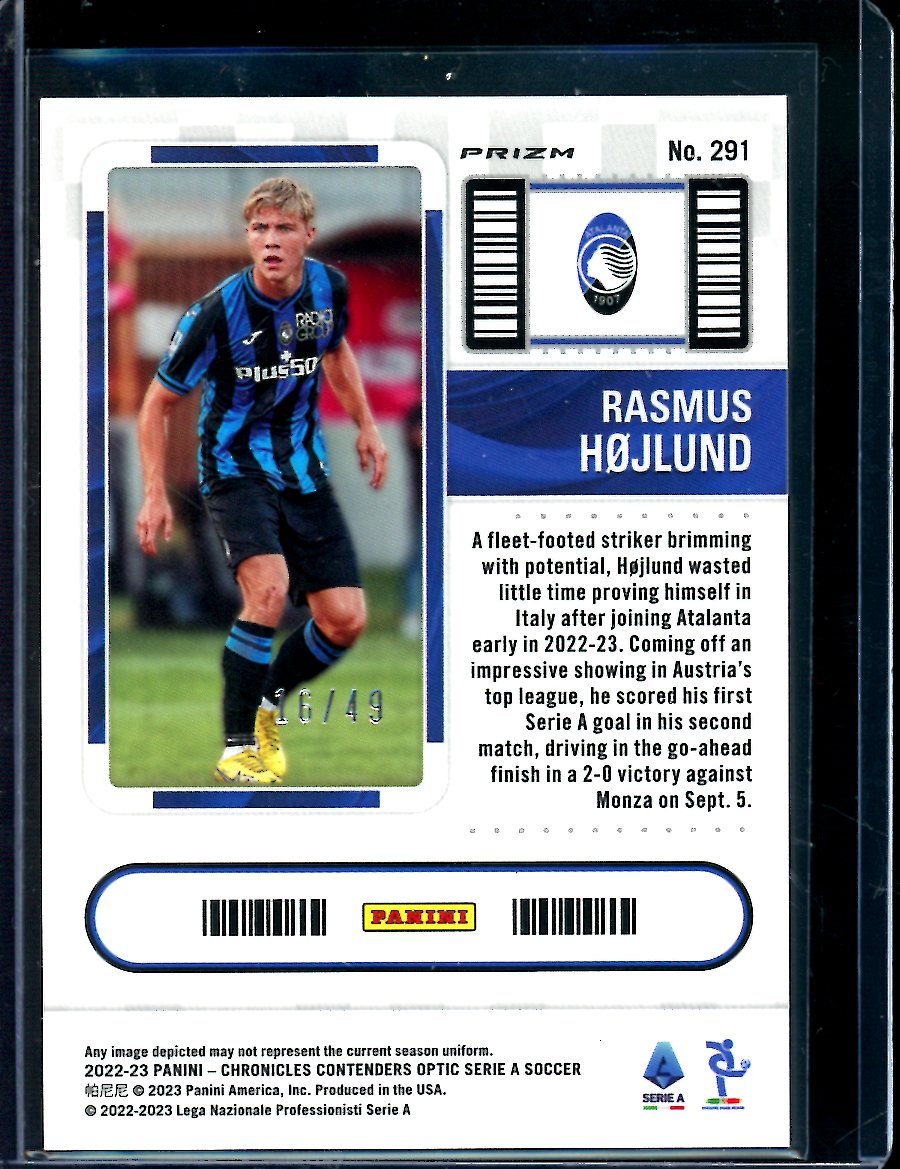 2022/23 Panini Contenders Optic Rasmus Hojlund Rookie Blue /49 Atalanta BC - Trading Card Market