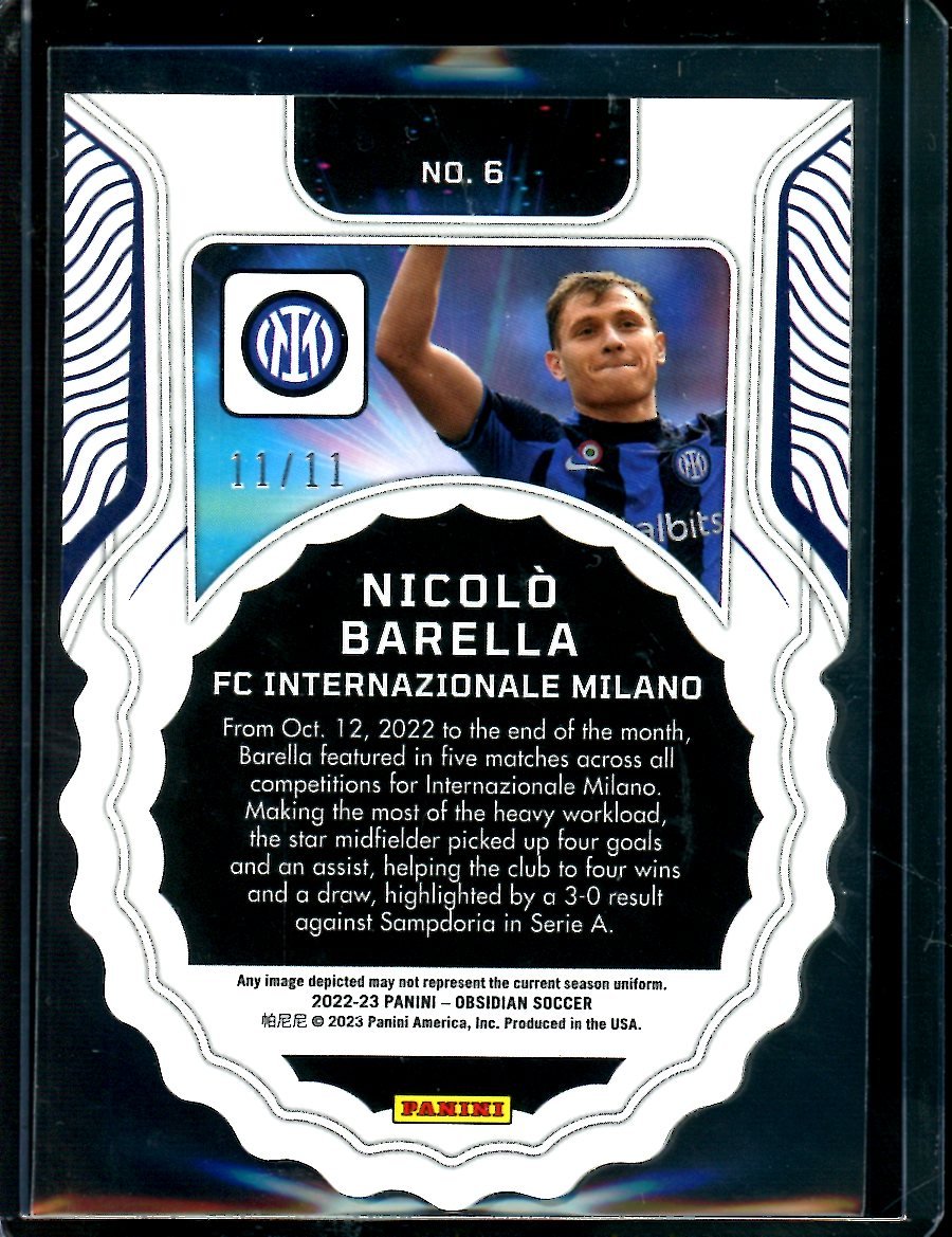 2022/23 Panini Obsidian Nicolo Barella Supernova Die - Cut /11 FC Internazionale Milano - Trading Card Market
