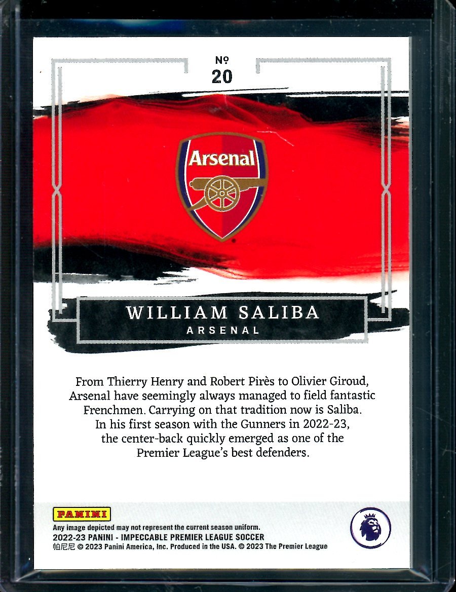 2022/23 Panini Impeccable William Saliba Rookie Blue /25 Arsenal - Trading Card Market