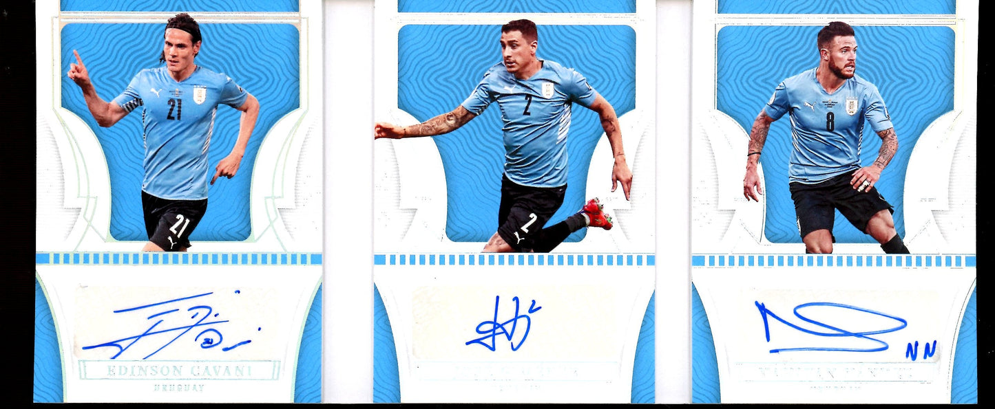 2022 Panini National Treasures Edinson Cavani/Jose Gimenez/Nahitan Nandez Triple Booklet Autograph /49 Uruguay