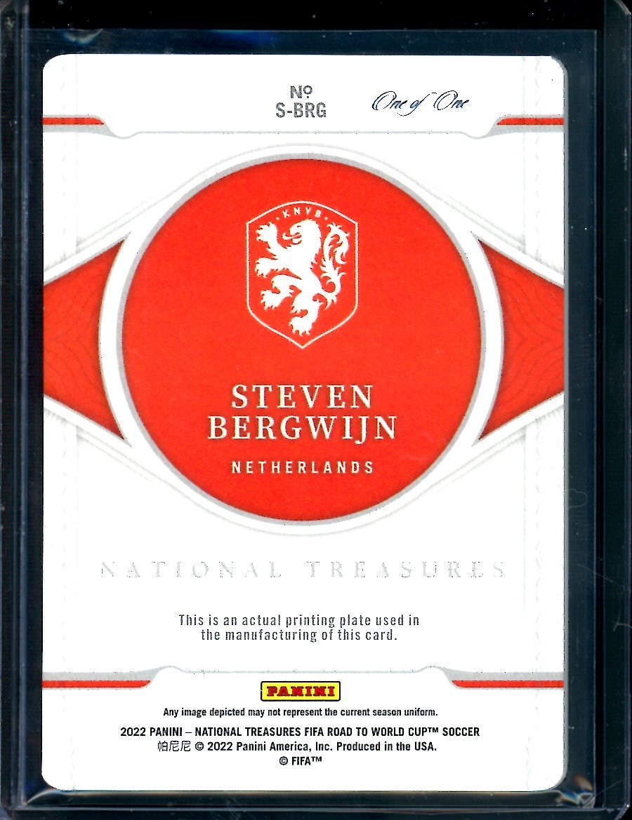 2022 Panini National Treasures Steven Bergwijn Printing Plate 1/1 Netherlands - Trading Card Market