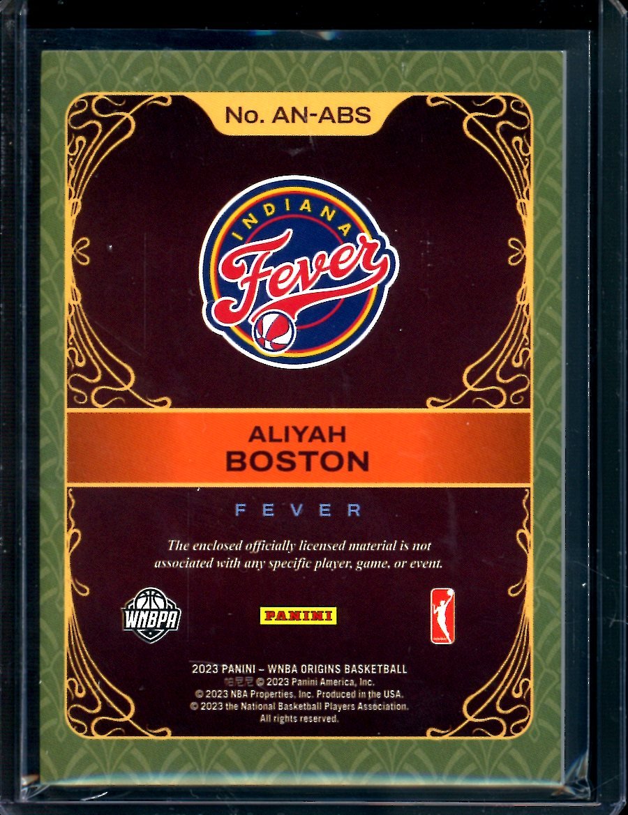 2023 Panini Origins Aliyah Boston Rookie Art Nouveau Patch Fever - Trading Card Market
