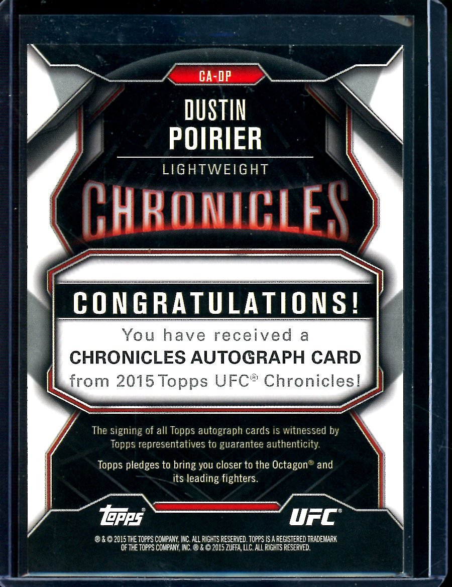 2015 Topps Chronicles Dustin Poirier Autograph UFC - Trading Card Market