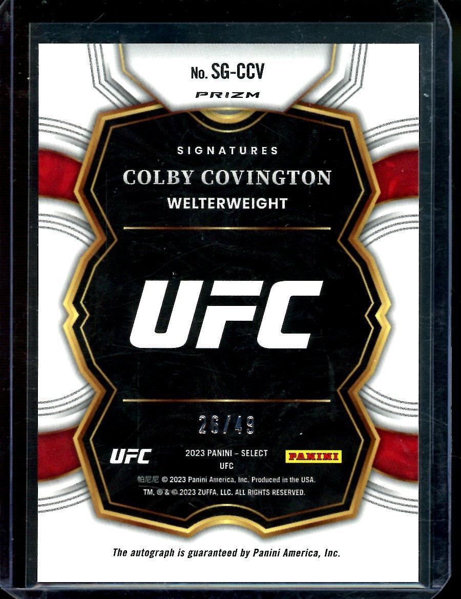 2023 Panini Select Colby Covington Purple Autograph /49 UFC - Trading Card Market