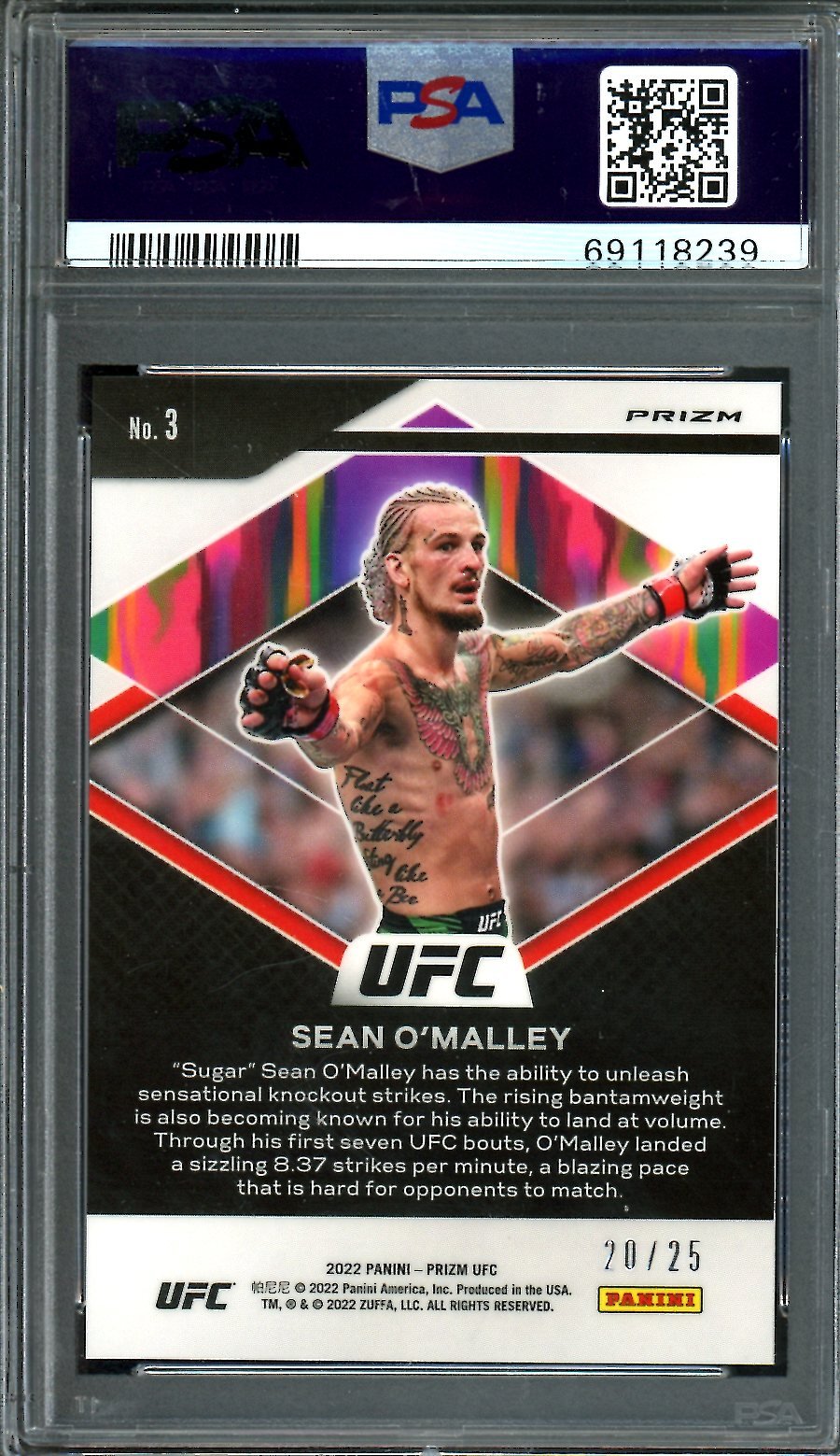 2022 Panini Prizm Sean O'Malley Fearless Mojo Prizm /25 PSA 9 UFC - Trading Card Market
