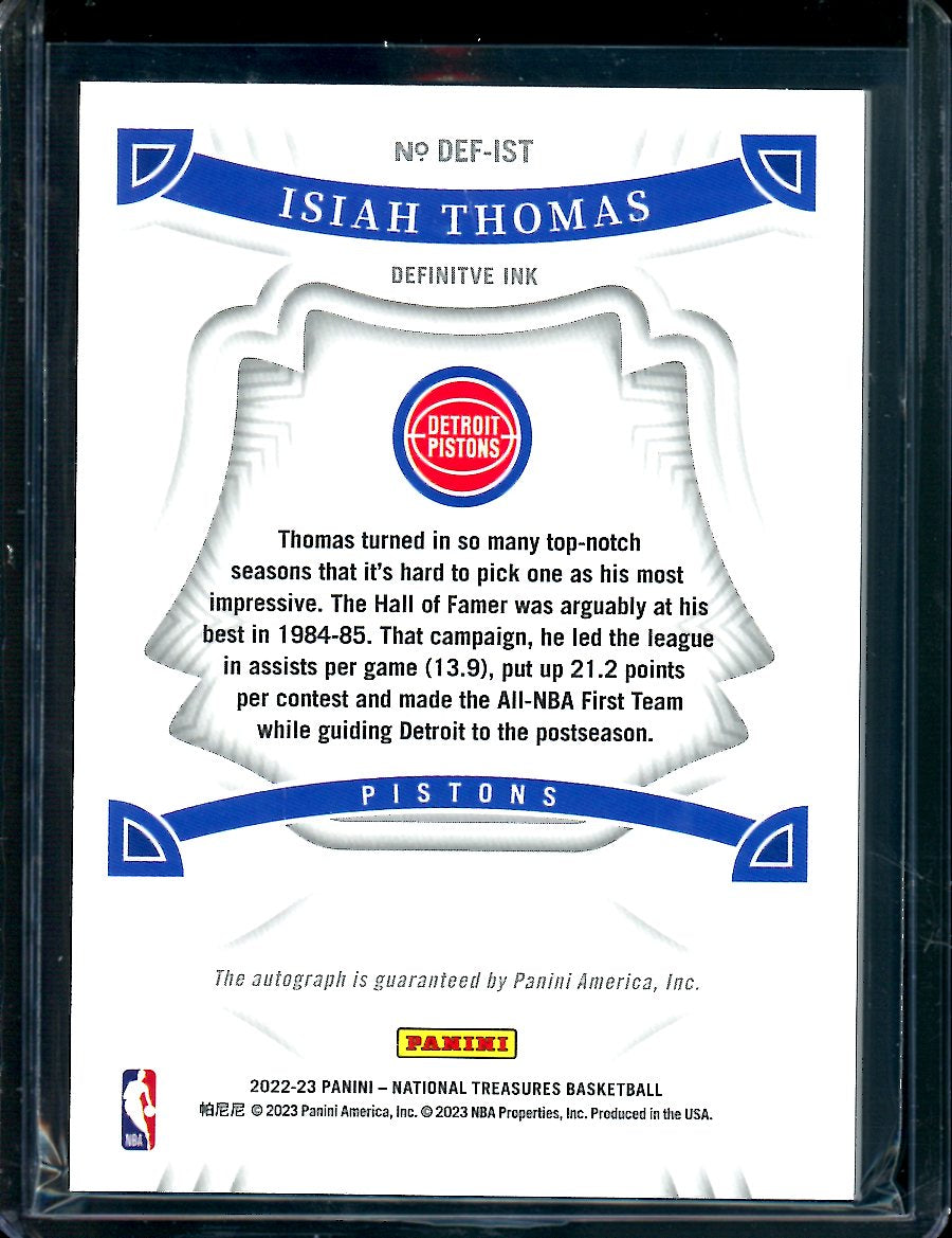 2022/23 Panini National Treasures Isiah Thomas Definitive Ink Auto /49 Pistons