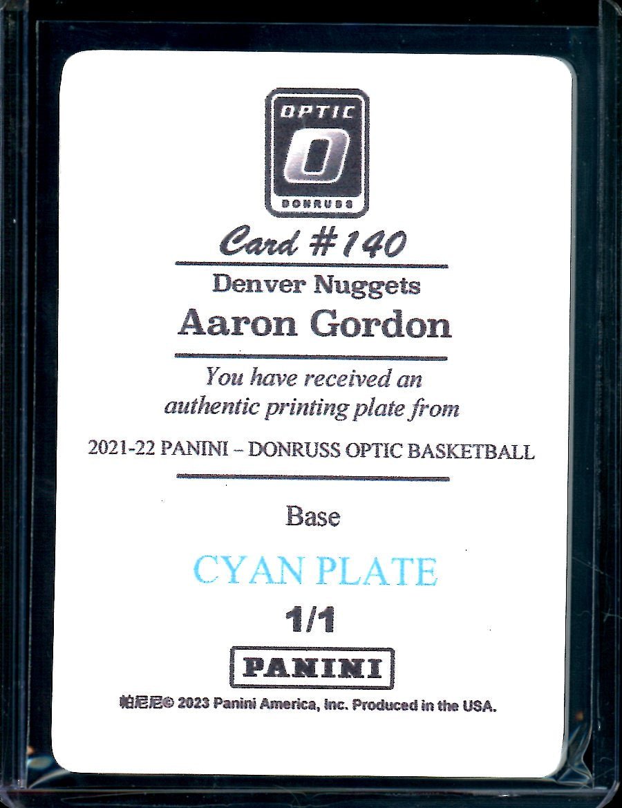 2022/23 Panini Optic Aaron Gordon Printing Plate 1/1 Nuggets - Trading Card Market