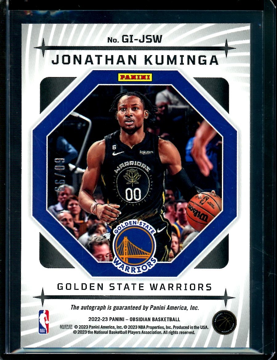 2022/23 Panini Obsidian Jonathan Kuminga Galaxy Autograph /99 Warriors