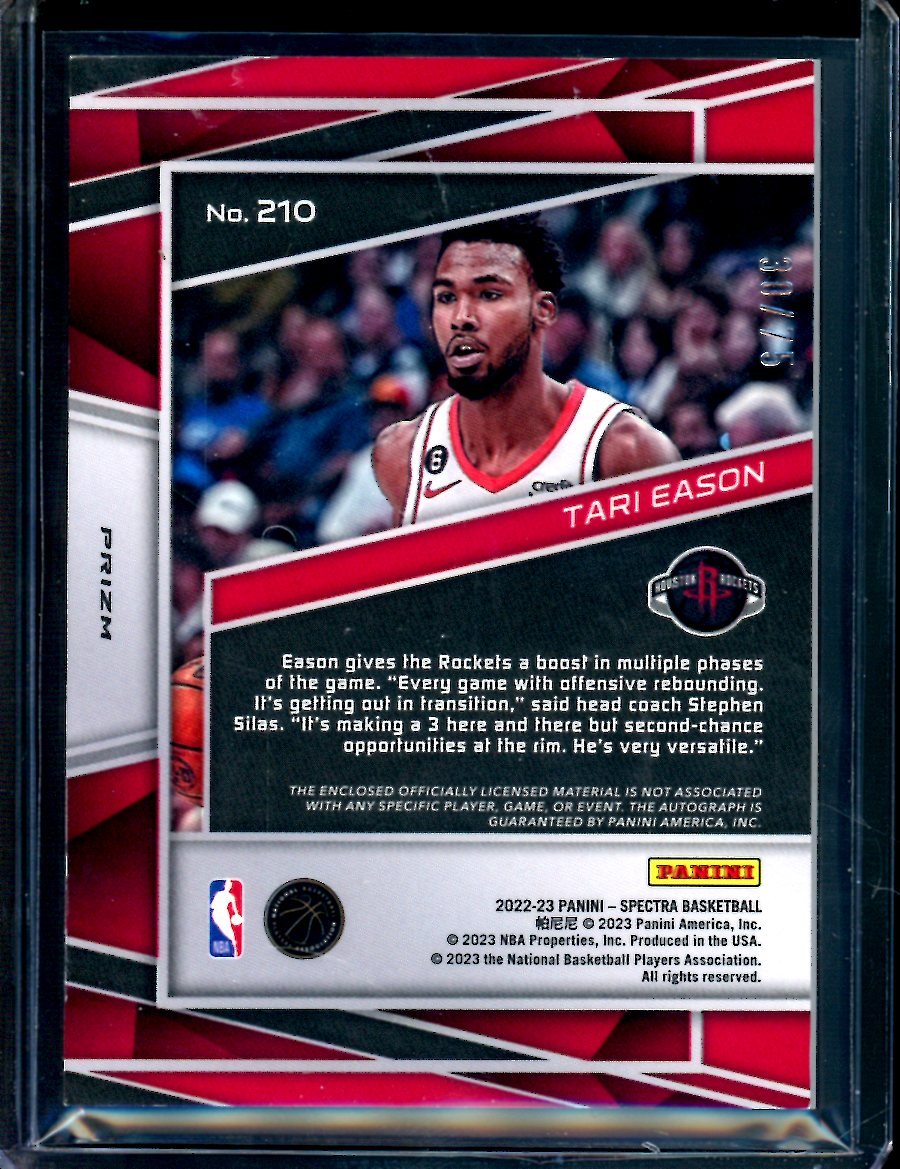 2022/23 Panini Spectra Tari Eason Rookie RPA /75 Rockets - Trading Card Market