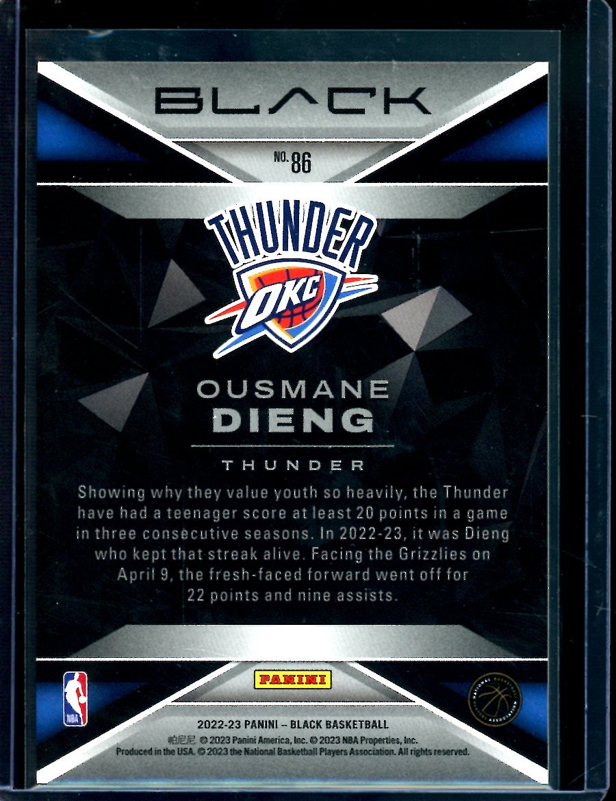 2022/23 Panini Black Ousmane Dieng Rookie Purple /8 Thunder - Trading Card Market