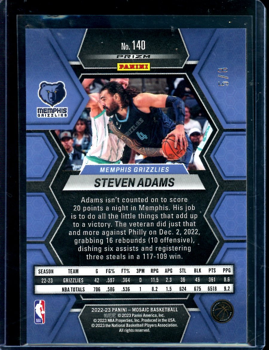 2022/23 Panini Mosaic Steven Adams Black Gold /8 Grizzlies - Trading Card Market