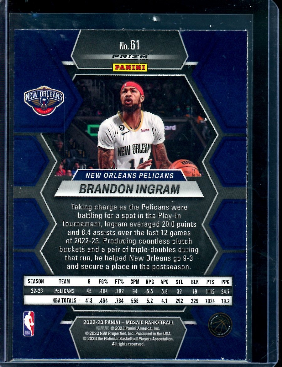 2022/23 Panini Mosaic Brandon Ingram Peacock SSP Pelicans - Trading Card Market
