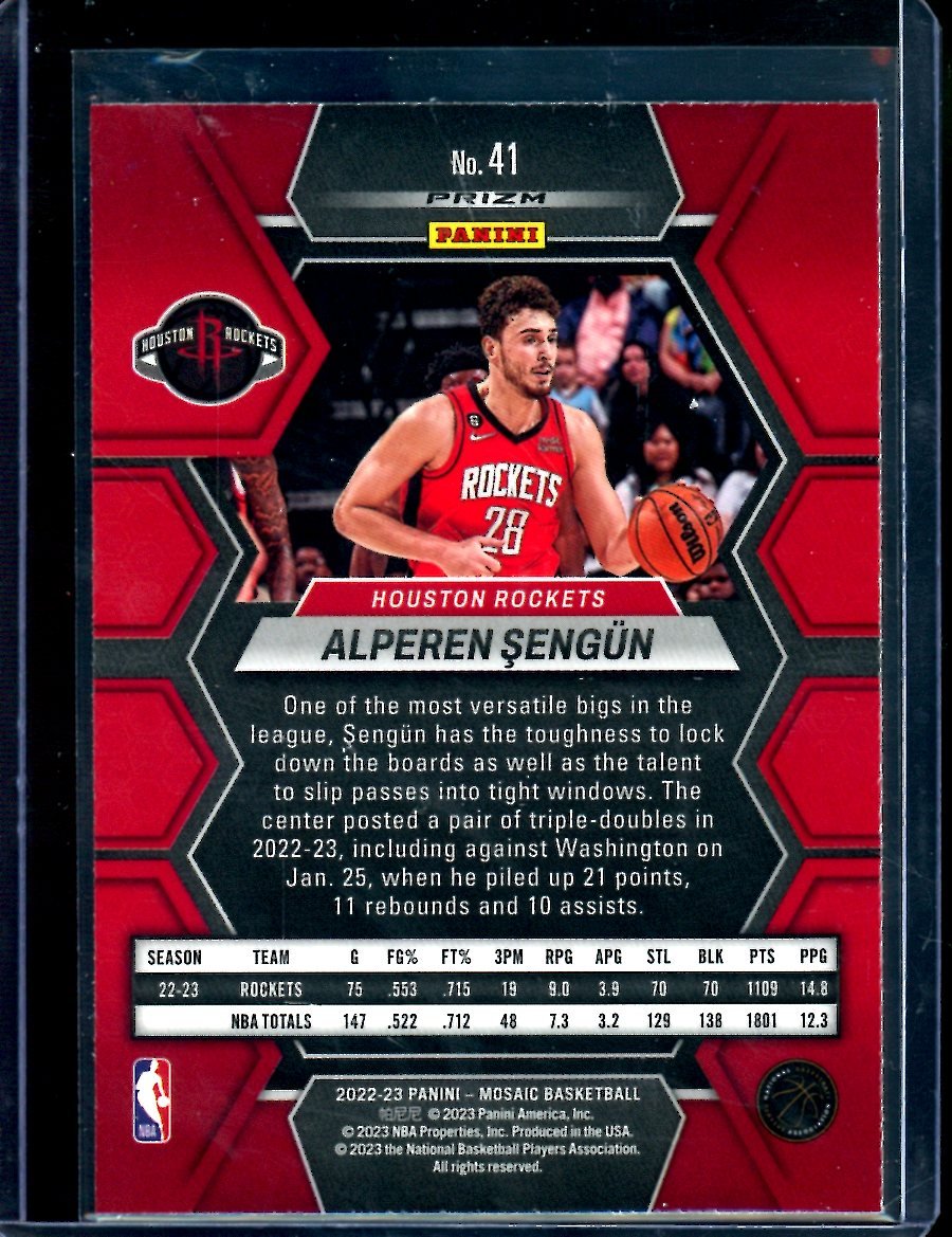 2022/23 Panini Mosaic Alperen Sengun Peacock SSP Rockets - Trading Card Market