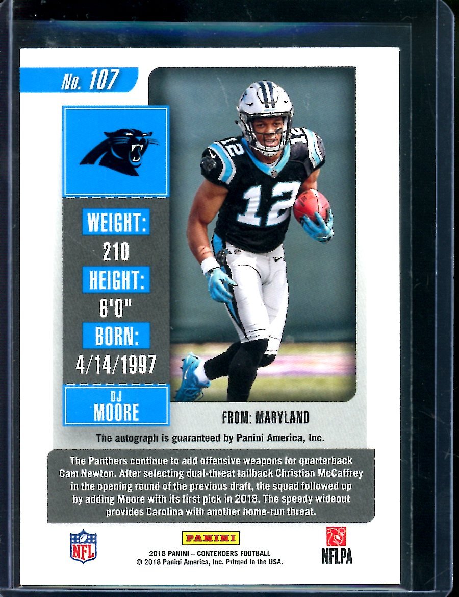 2018 Panini Contenders DJ Moore Rookie Ticket Autograph /99 Bears