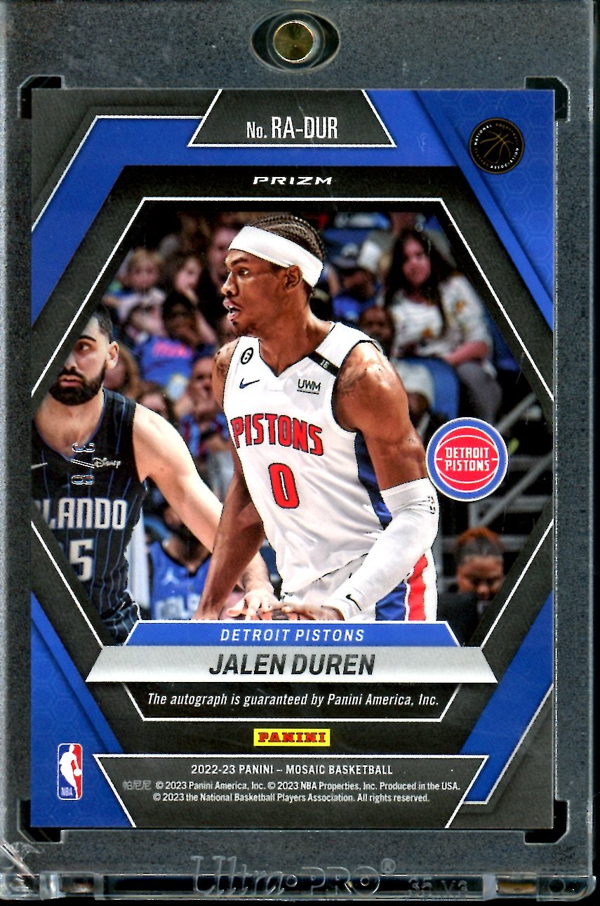 2022/23 Panini Mosaic Jalen Duren Rookie Autograph Black Gold /8 Pistons - Trading Card Market